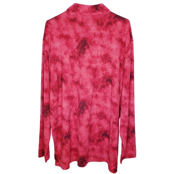 NWT IBKUL Icefit Technology LS Polo Tie Dye Red UPF 50+ Men's Size XL *Tiny Snag - Picture 6 of 10